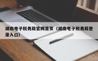 湖南电子税务局官网首页（湖南电子税务局登录入口）
